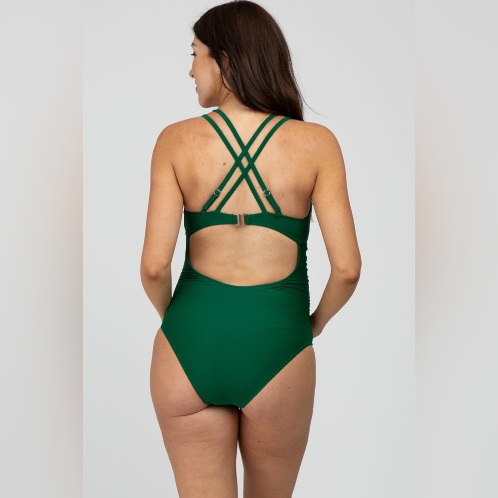 Pinkblush TEAL one piece maternity bathing suit swim suit nwt - Picture 3 of 5